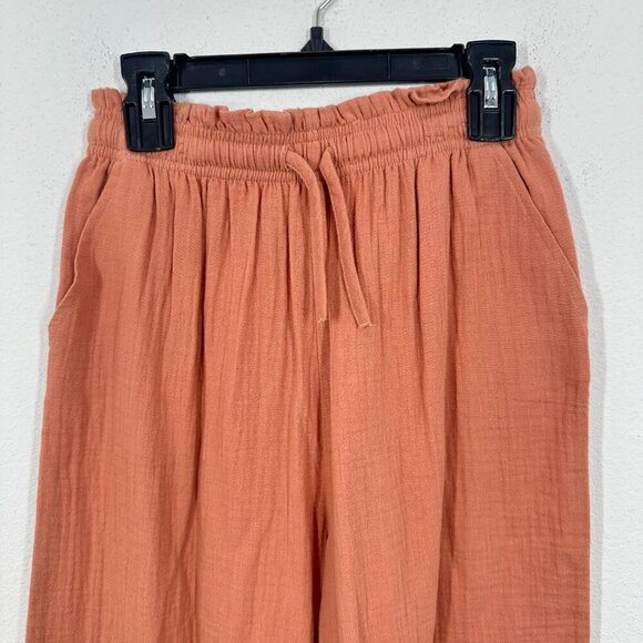 Treasure & Bond Nordstrom Girls Brushed Cotton Peach Pink Wide Leg Sweats Medium - Picture 6 of 6